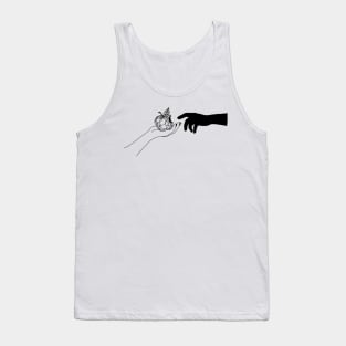 Black & White Hands Holding Apple Abstract Line Art Tank Top